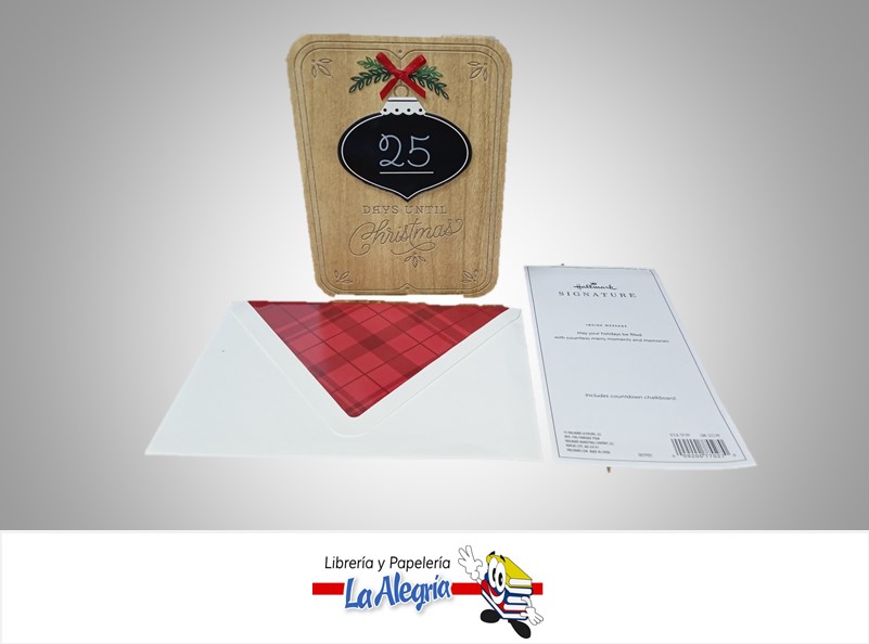 TARJETA DE REGALO MADERA TIPO PIZARRA COUNTDOWN MARCA HALLMARK