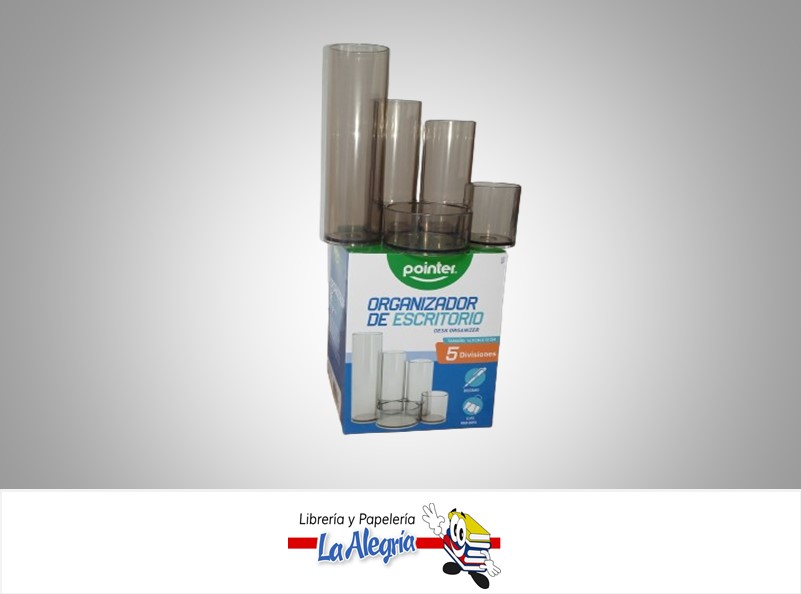 ORGANIZADOR DE ESCRITORIO ACRILICO 905; 5 DIVISIONES MARCA POINTER