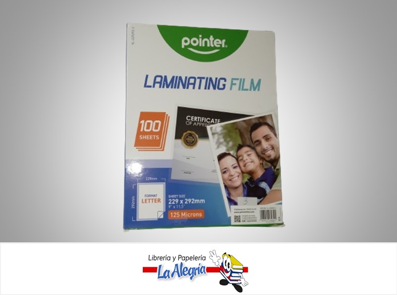 LAMINA PARA PLASTIFICAR YL2293922 125 MICRAS 229X292MM CARTA UND MARCA POINTER