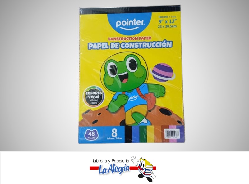 BLOCK PAPEL CONSTRUCCION 23x30.5 CM 48 HOJAS 8 COLORES POINTER