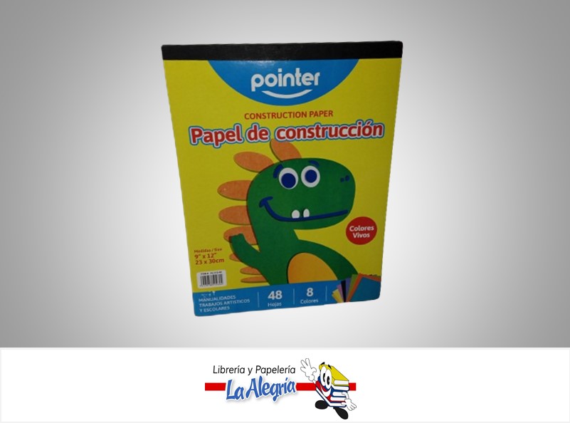 BLOCK PAPEL CONSTRUCCION 23x30 CM 48 HOJAS 8 COLORES POINTER