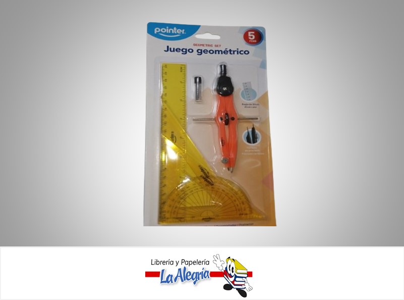 JUEGO GEOMETRICO CON COMPAS RU-020C SET 5 PZA MARCA POINTER