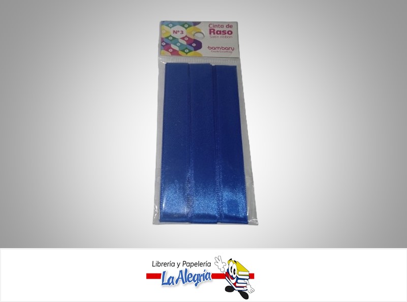 CINTA RASO N°3 6232530480 PAQ 15MMX5MTS AZUL MARCA BAMBARY