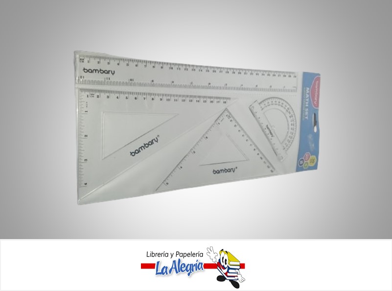 JUEGO DE GEOMETRIA ACRILICO 30 CM 2306010030; 4 PZA MARCA BAMBARY