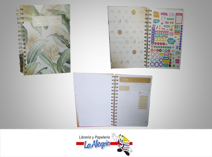 LIBRETA NOTA ESPIRAL CON STICKERS 7832033163; 14.5X21.1CM 96 HOJAS MARCA MERLETTO