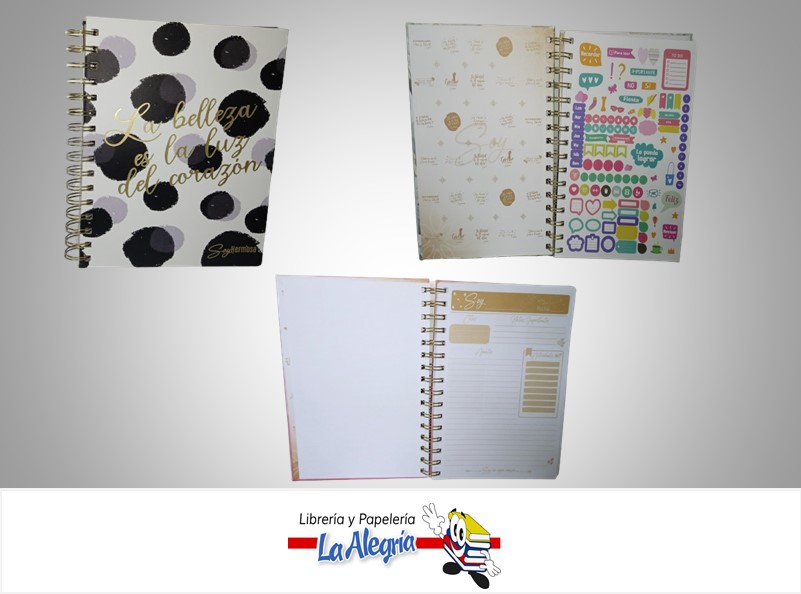 LIBRETA NOTA ESPIRAL CON STICKERS 7832033165; 14.5X21.1CM 96 HOJAS MARCA MERLETTO