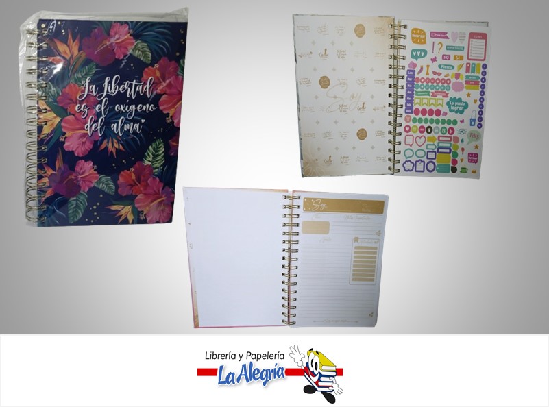 LIBRETA NOTA ESPIRAL CON STICKERS 7832033168; 14.5X21.1CM 96 HOJAS MARCA MERLETTO