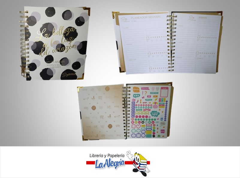 AGENDA PLANNER ESPIRAL CON STICKERSSOY HERMOSA 7832033129 18.4X21.9CM MARCA MERLETTO