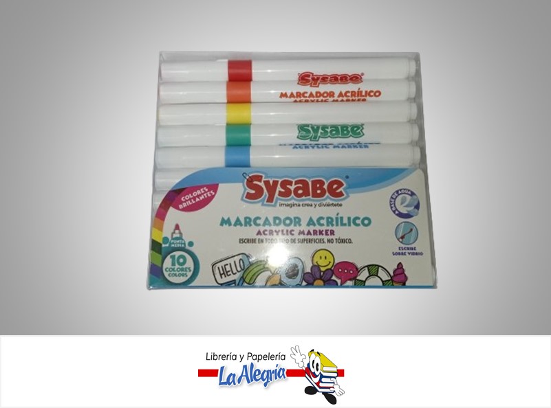 MARCADOR ACRILICO MARCRIL10; 10 COLORES MARCA SYSABE