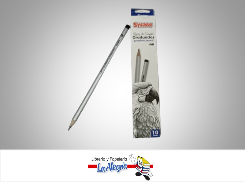 LAPIZ DE GRAFITO GRADUADOS 10B, UND MARCA SYSABE