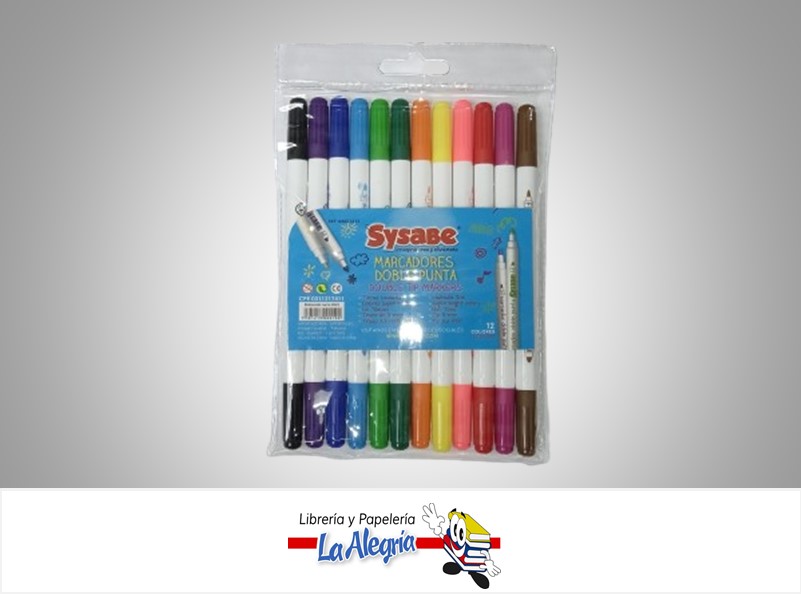MARCADOR DOBLE PUNTA 0311217411; 3MM/2.3 MM 12 UND MARCA SYSABE
