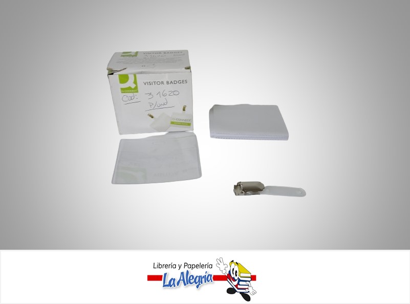 FUNDA KIT PORTA CARNET CON GANCHO IDENTIFICACION PARA VISITANTES UND MARCA Q-CONNECT