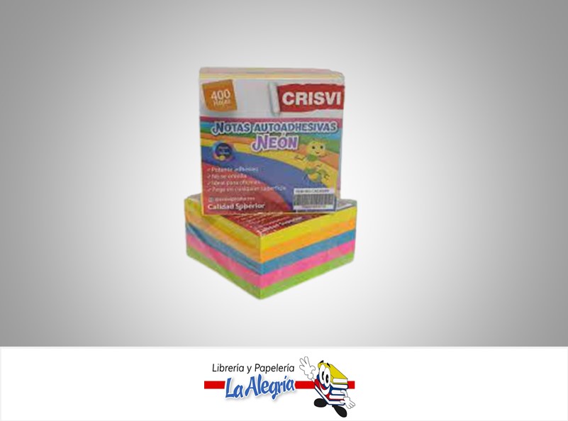 NOTA AUTOADHESIVA CA020687 76X76MM AMARILLO NEON 100 HOJAS MARCA CRISVI