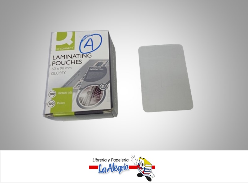LAMINA PARA PLASTIFICAR 60X90MM 200 MICRAS UND MARCA Q-CONNECT