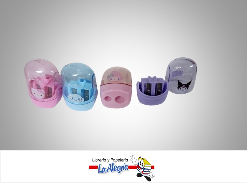 SACAPUNTA CON DEPOSITO DOBLE AT-001229; 4 COLORES MARCA  SANRIO