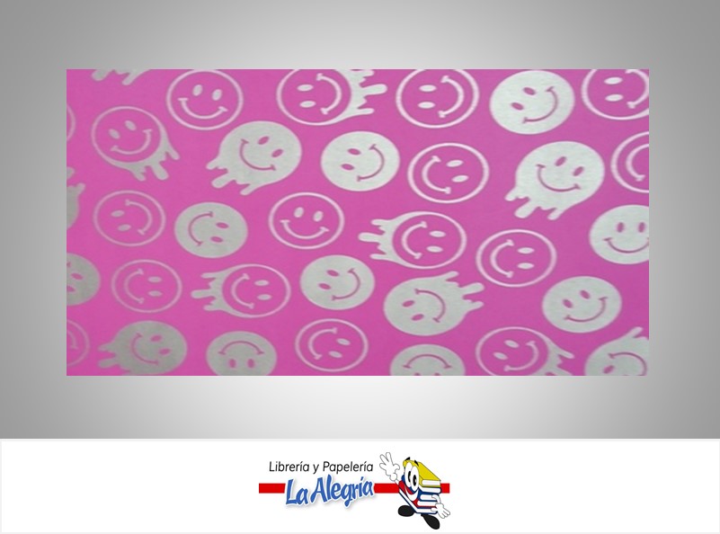 PAPEL DE REGALO CARA FELIZ 66X46 CM FUCSIA/GRIS  UND MARCA PAPURRI