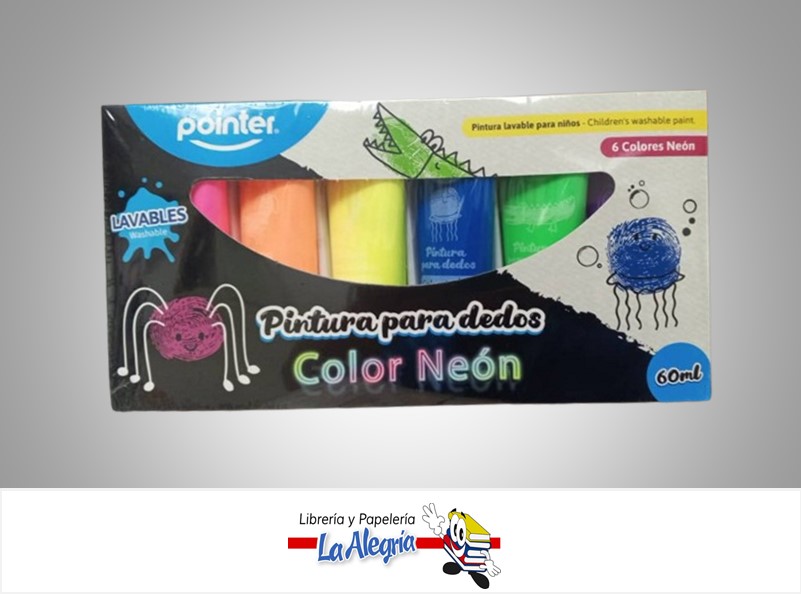 PINTADEDOS NEON WCT-22123-N 60ML PAQ 6 PZA MARCA POINTER