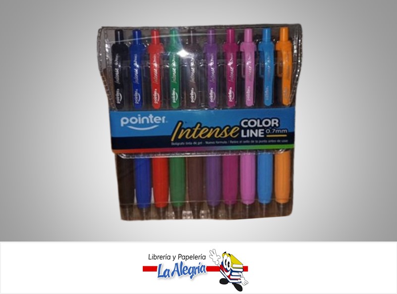 BOLIGRAFOS GEL GP-23100-10; 0.7MM PAQ 10 MARCA POINTER