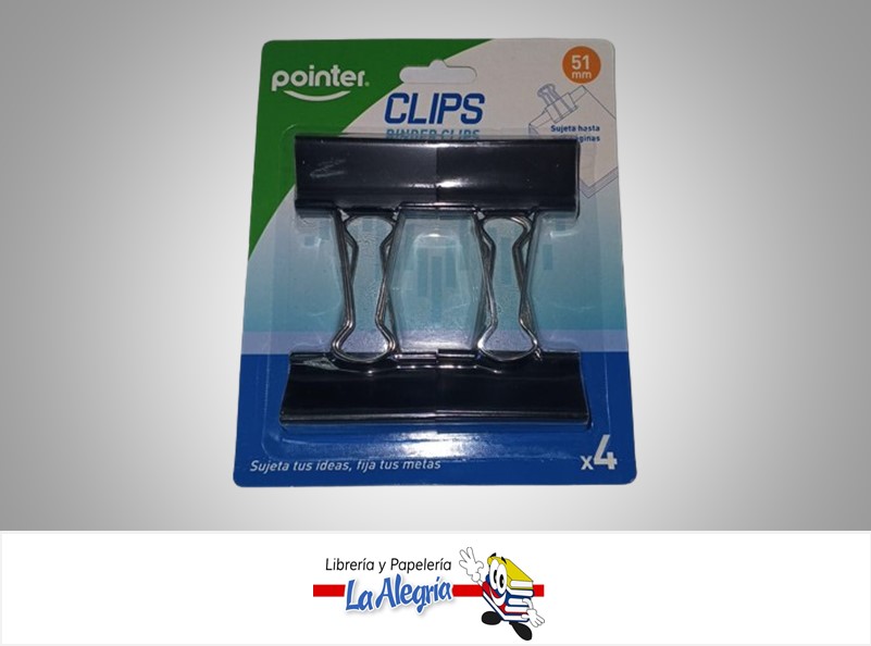 BINDER CLIP  51MM PAQ 4 UND MARCA POINTER