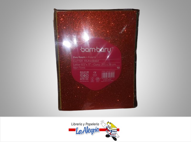 FOAMI ESCARCHADO CARTA 102-6013/050 10 PZ COLOR SURTIDOS MARCA BAMBARY