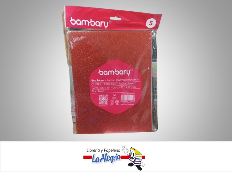 FOAMI ESCARCHADO CARTA IRIDISCENTE 102-6013/051 5 PZ COLOR SURTIDOS MARCA BAMBARY