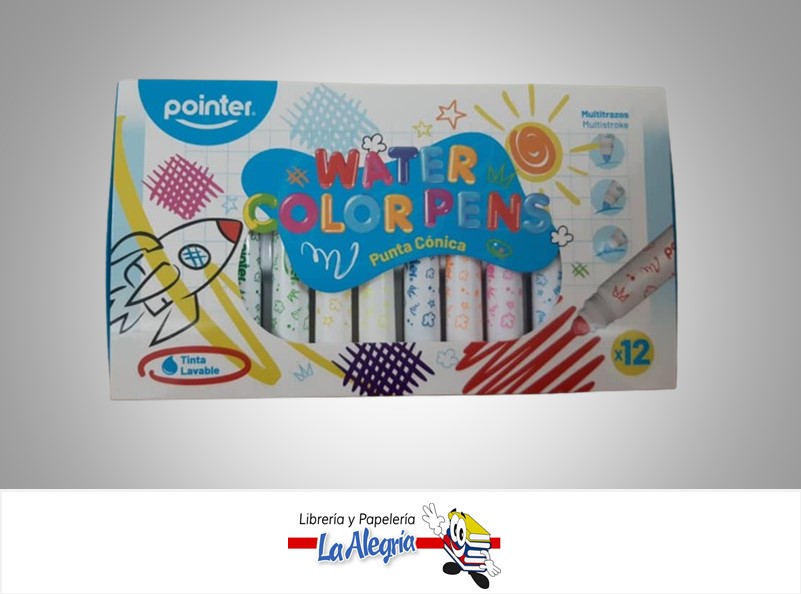MARCADORES DE COLORES LAVABLES JUMBO DE 12 UNIDADES MARCA POINTER