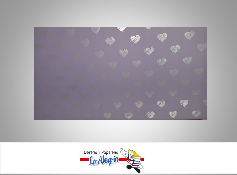 PAPEL COREANO ESTAMPADO CORAZON 57X57 CM LILA ORQUIDEA UND MARCA CRISVI