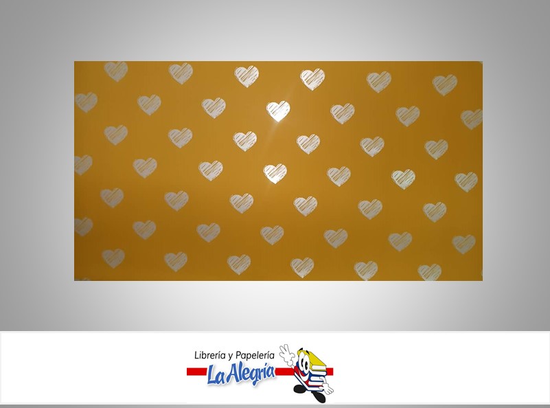 PAPEL COREANO ESTAMPADO CORAZON 57X57 CM AMARILLO UND MARCA CRISVI