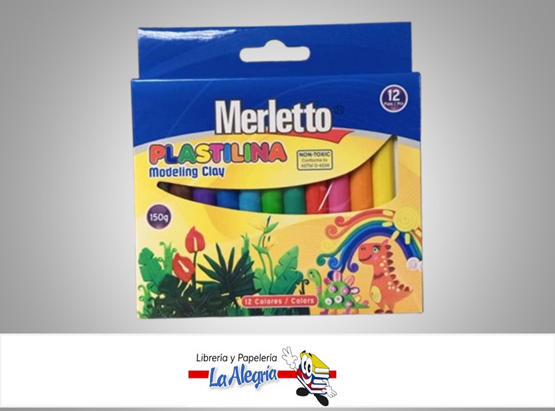 PLASTILINA 150G 12 COLORES MARCA MERLETTO
