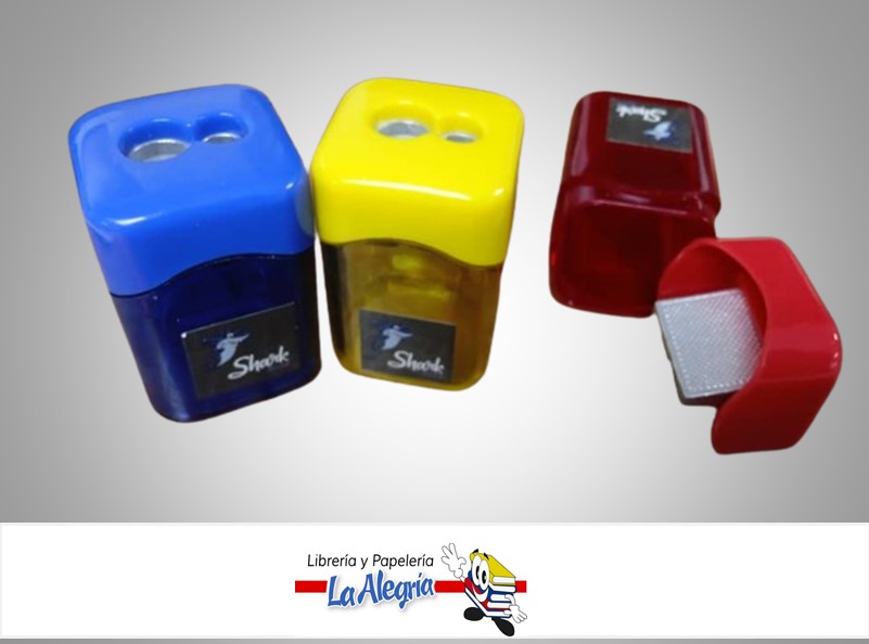 SACAPUNTA DE ALUMINIO CON DEPOSITO 2 HUECOS MARCA SHARK