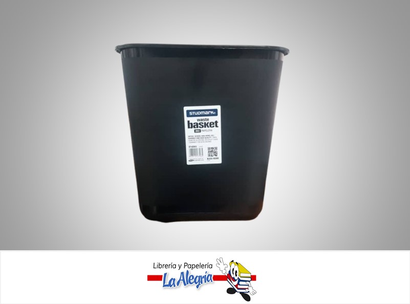 PAPELERA PLASTICA PARA OFICINA COLOR NEGRO MEDIANA MARCA STUDMARK