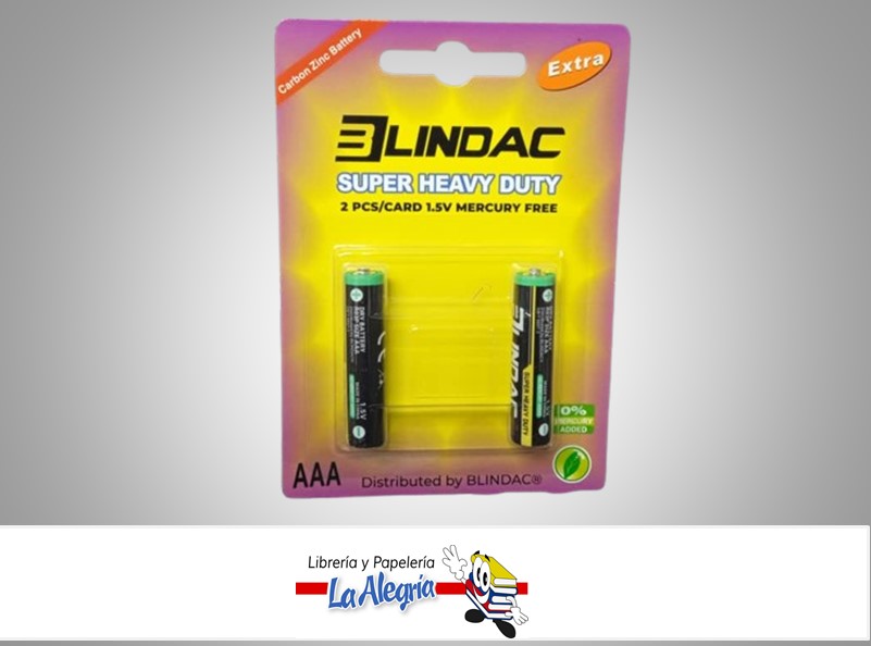PILA AAA 1.5V ZINC DE CARBONO SET 2 UND MARCA BLINDAC