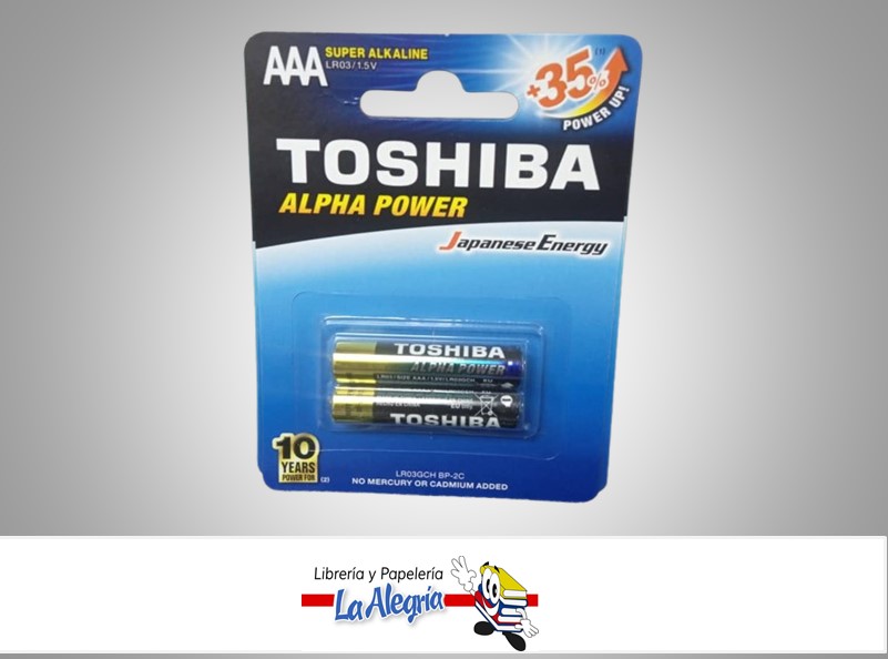 PILA AAA 1.5V SUPER ALCALINA ALPHA POWER 2UND MARCA TOSHIBA