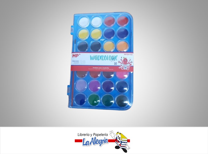 PINTURAS ACUARELA DE 28 COLORES CON PINCEL PP154-02 MARCA MP