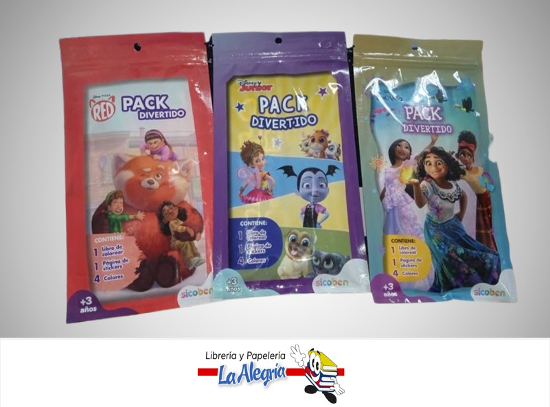 LIBRO DE COLOREAR, STICKERS Y 4 LAPICES COLORES PACK MARCA SICOBEN