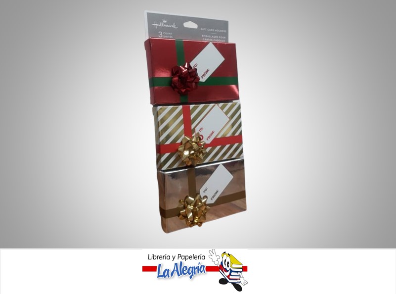CAJITAS DE REGALO NAVIDEÑAS CON MOÑO PAQX3 MARCA HALLMARK