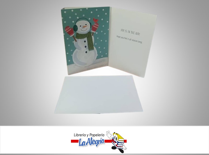 TARJETA DE REGALO MUÑECO DE NIEVE CON GUANTES Y PAJARITO UND  MARCA HALLMARK