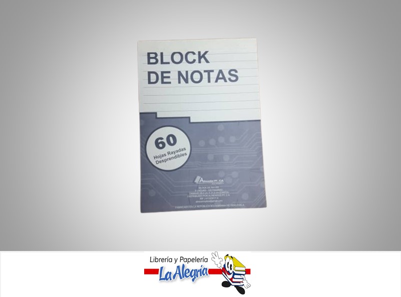 BLOCK DE  NOTAS RAYADO ENCOLADO 28X21CM 60 HOJAS MARCA ALINEADOS PT