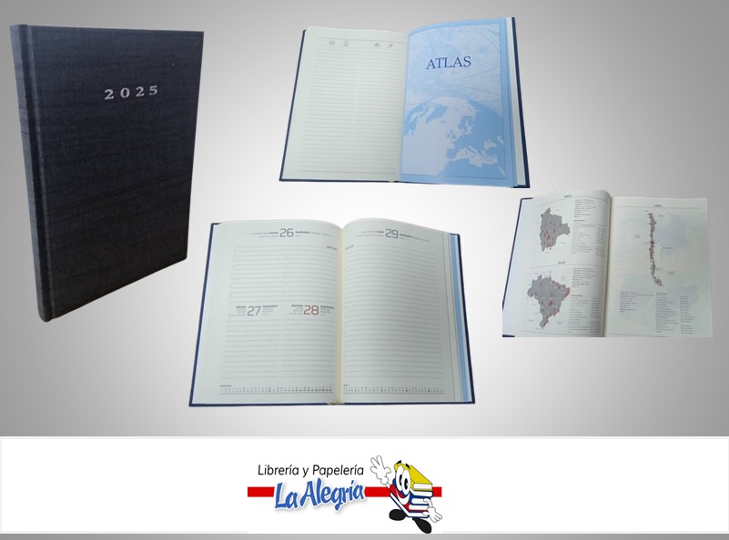 AGENDA 2025 DIARIA CORVARA GRIS OSCURO D57 MARCA ARTESCO
