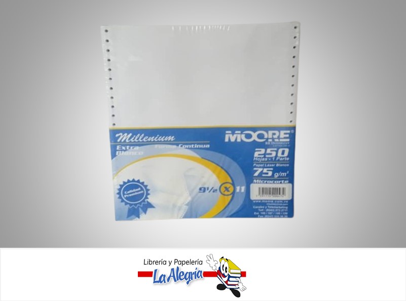 FORMA CONTINUA 9 1/2 X 11 1 PARTE PAQ 250 HOJAS MARCA MOORE