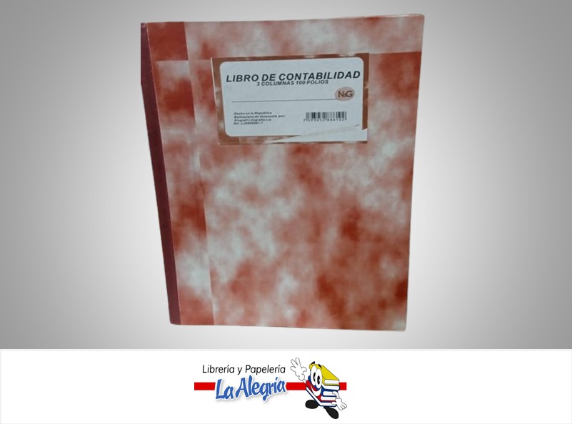 LIBRO DE CONTABILIDAD 3 COLUMNAS 100 FOLIOS MARCA N&G