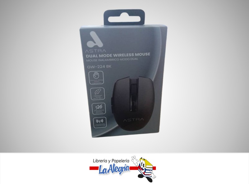 MOUSE INALAMBRICO USB 6 BOTONES GM-224 BK DPI 1600 NEGRO MARCA ASTRA