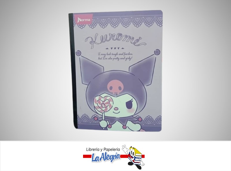 LIBRETA COSIDA KUROMI 100 HOJAS 1 LINEA CON STICKERS  MARCA NORMA