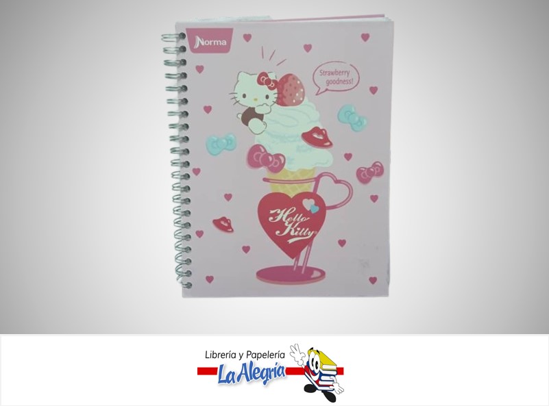 LIBRETA ESPIRAL HELLO KITTY 6 MATERIAS 150 HOJAS 21X28CM CON STICKERS  MARCA NORMA
