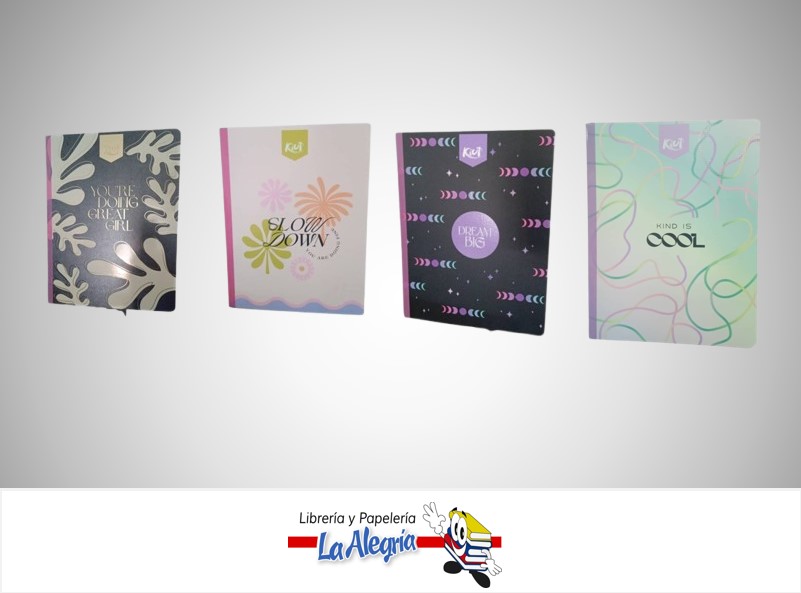 LIBRETA COSIDA KIUT CON STICKERS 100 HOJAS DOBLE LINEA CON STICKERS MARCA KIUT