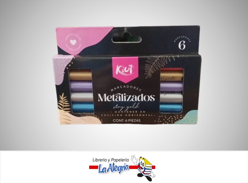 MARCADOR METALIZADO PUNTA FINA CAJA 6 COLORES MARCA KIUT