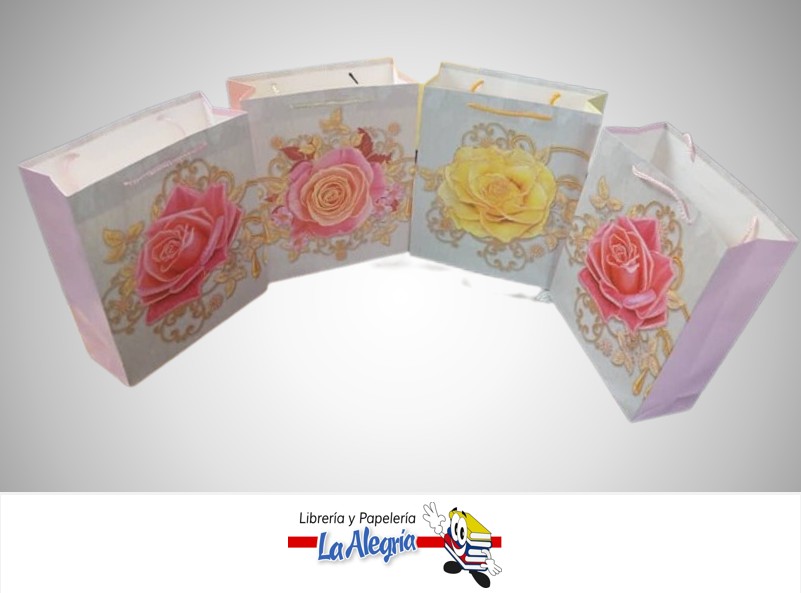 BOLSA DE REGALO ESCARCHADA ROSA 32X26X10 CM UND MARCA S/M