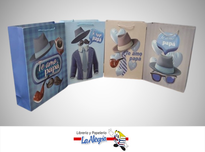 BOLSA DE REGALO ESCARCHADA TE AMO PAPA 32X26X10 CM UND MARCA S/M