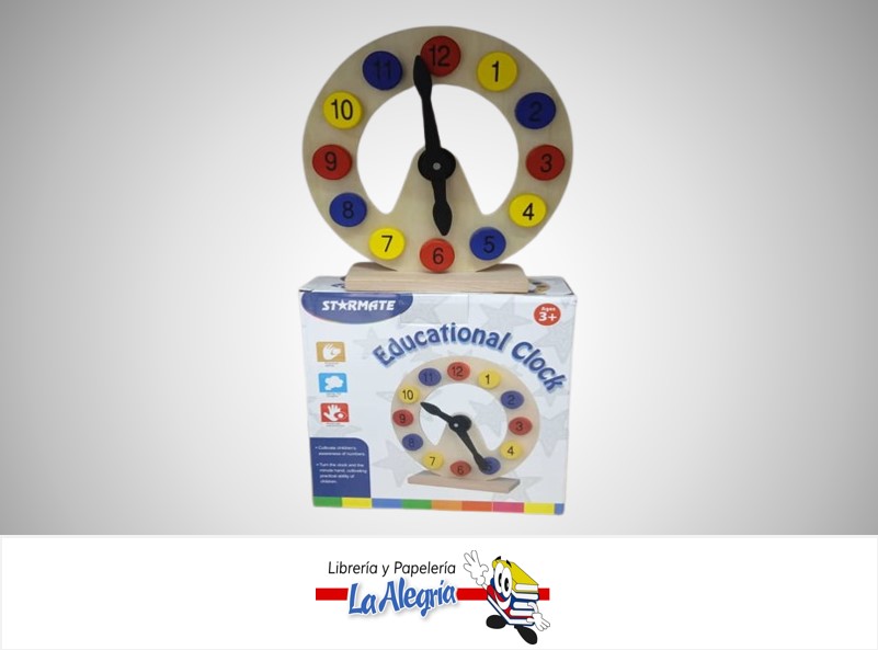 JUEGO DIDACTICO RELOJ DE MADERA 84347 MARCA STARMATE