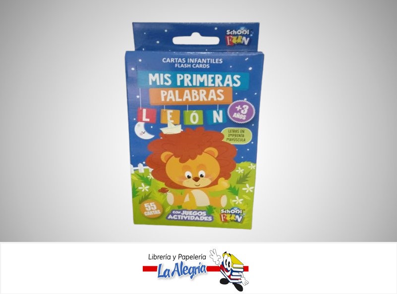 CARTA DE CARTON INFANTILES MIS PRIMERAS PALABRAS CL-106 PAQ 55 CARTAS MARCA SCHOOL FUN